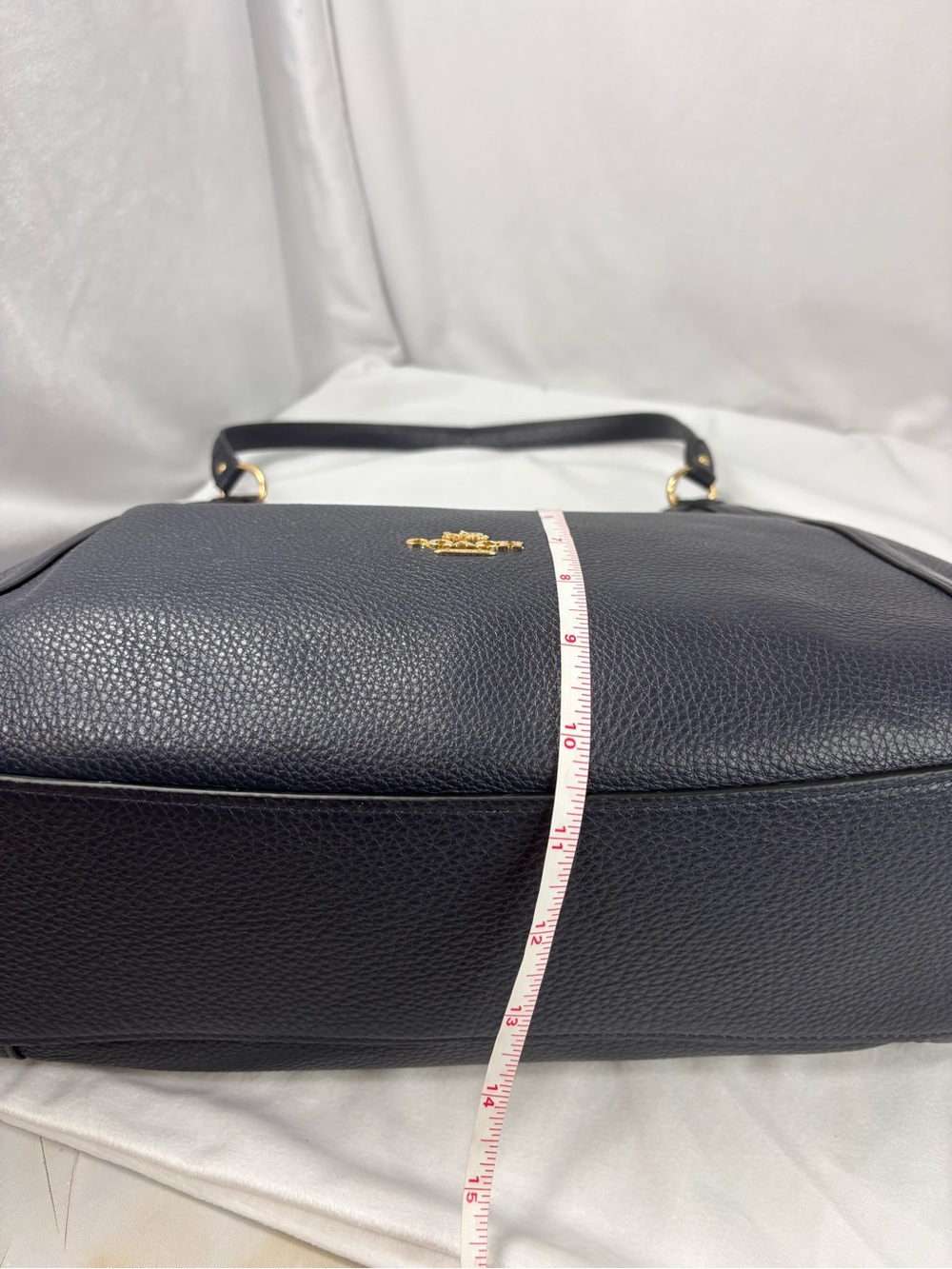 Coach Kristy Shoulder Bag Navy Pebbled Leather Gold Hardware Tote Purse - Picture 14 of 16